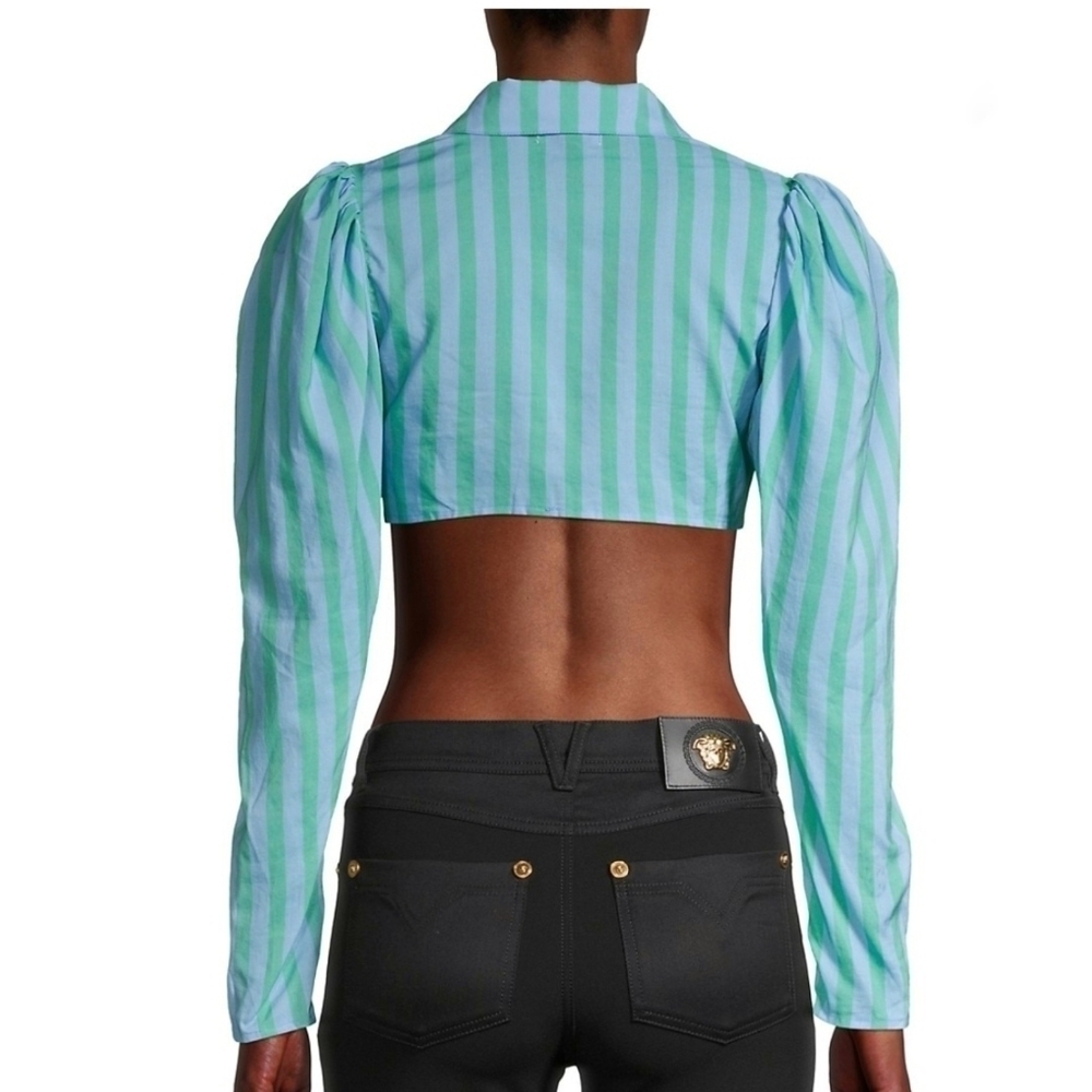 WeWoreWhat Striped Cropped Cotton-Blend Top size M new with tags in bag - Picture 2 of 5